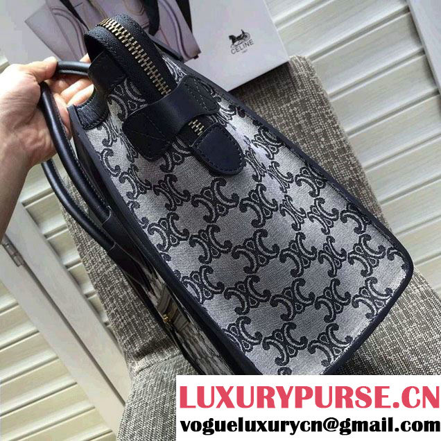 Celine Luggage Micro Tote Bag in Original Leather Black/Fabric 2016