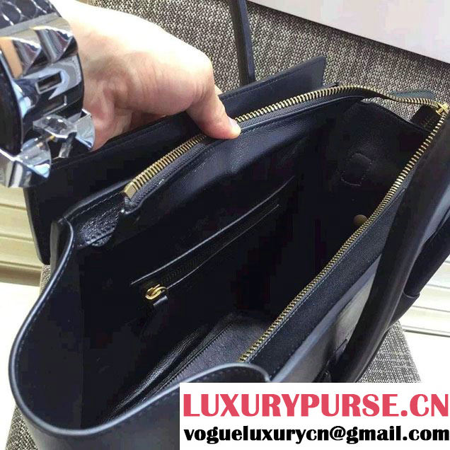 Celine Luggage Micro Tote Bag in Original Leather Black/Croco Pattern 2016