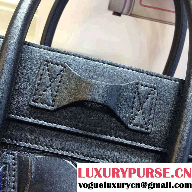 Celine Luggage Micro Tote Bag in Original Leather Black/Croco Pattern 2016