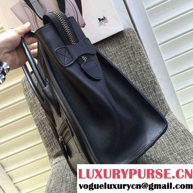 Celine Luggage Micro Tote Bag in Original Leather Black/Croco Pattern 2016