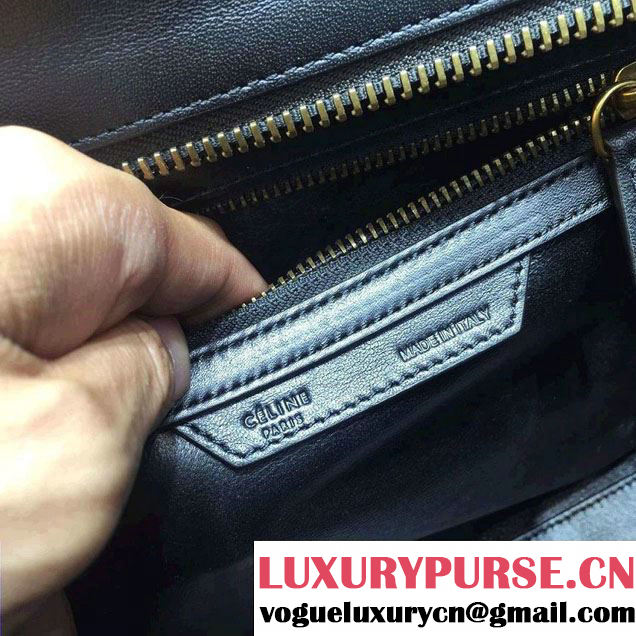 Celine Luggage Micro Tote Bag in Original Leather Black/Croco Pattern 2016