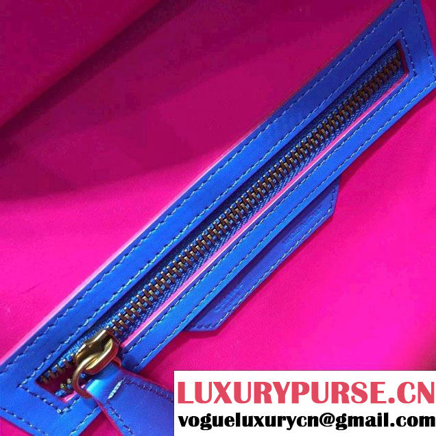 Celine Luggage Micro Tote Bag in Original Leather Electric Blue/Fushia 2016