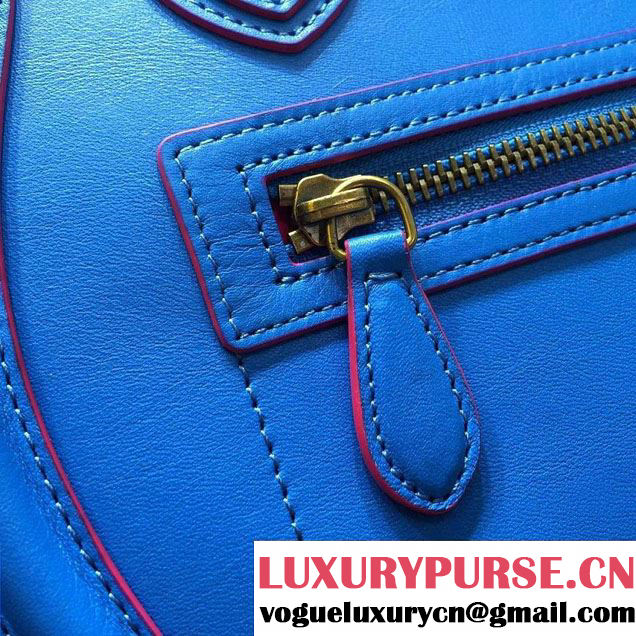 Celine Luggage Micro Tote Bag in Original Leather Electric Blue/Fushia 2016