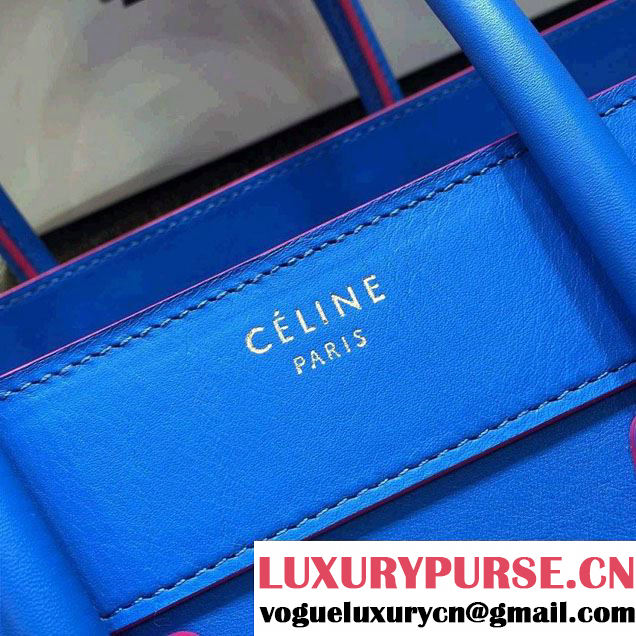 Celine Luggage Micro Tote Bag in Original Leather Electric Blue/Fushia 2016