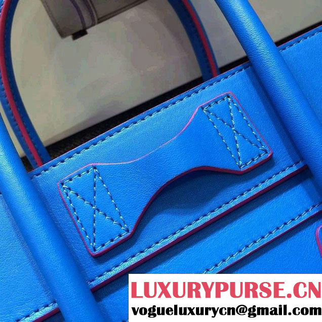 Celine Luggage Micro Tote Bag in Original Leather Electric Blue/Fushia 2016