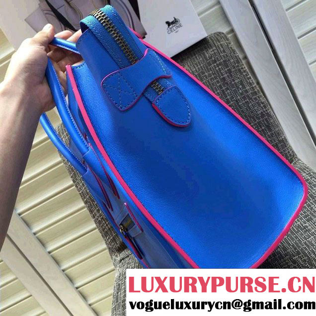 Celine Luggage Micro Tote Bag in Original Leather Electric Blue/Fushia 2016