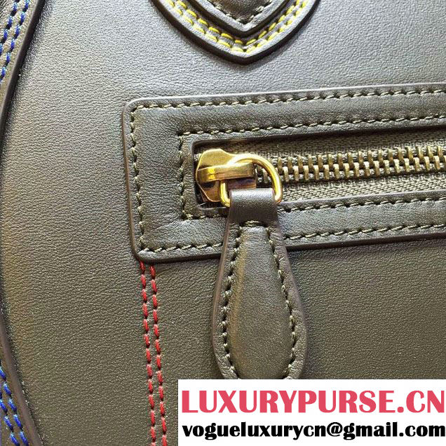 Celine Luggage Micro Tote Bag in Original Leather Olive Green/Blue/Red/Yellow 2016