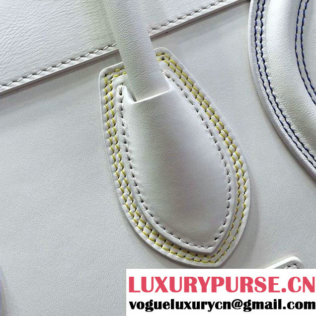 Celine Luggage Micro Tote Bag in Original Leather White/Blue/Red/Yellow 2016