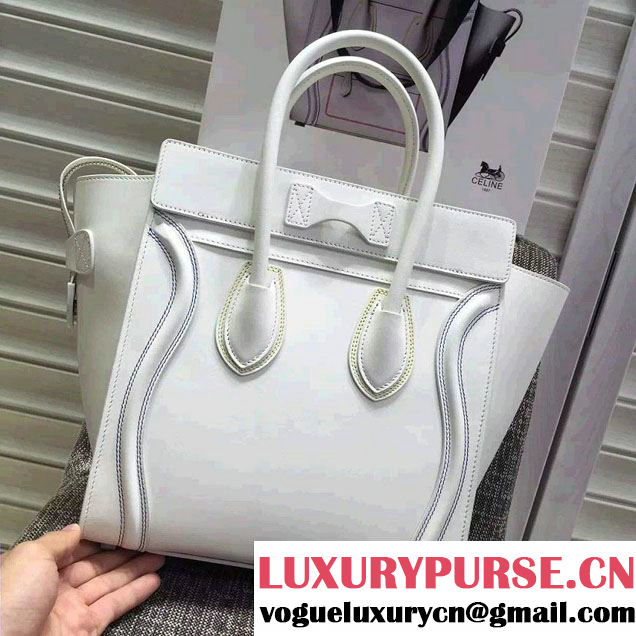 Celine Luggage Micro Tote Bag in Original Leather White/Blue/Red/Yellow 2016