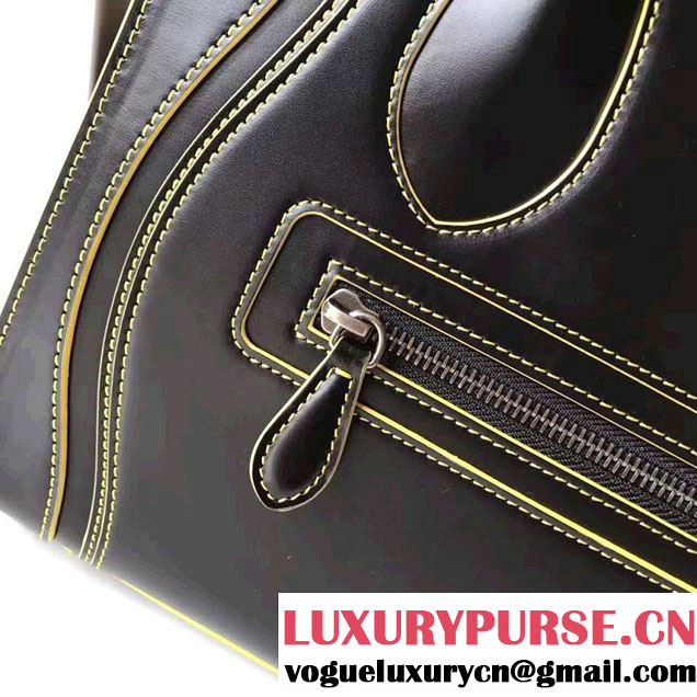 Celine Luggage Micro Tote Bag in Original Smooth Leather Black/Yellow 2017