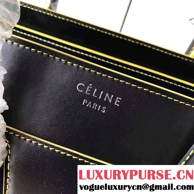 Celine Luggage Micro Tote Bag in Original Smooth Leather Black/Yellow 2017