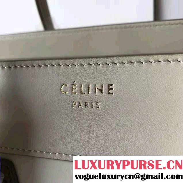 Celine Luggage Micro Tote Bag In Original Calfskin Leather Ivory/Dark Green 2017