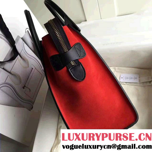 Celine Luggage Micro Tote Bag In Original Grained Leather Chocolate/Black/Orange 2017