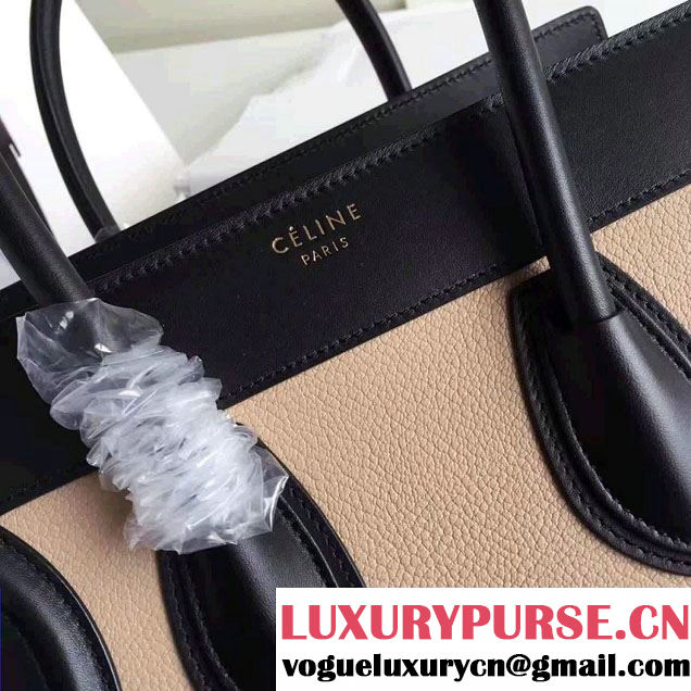Celine Luggage Micro Tote Bag In Original Grained Leather Chocolate/Black/Orange 2017