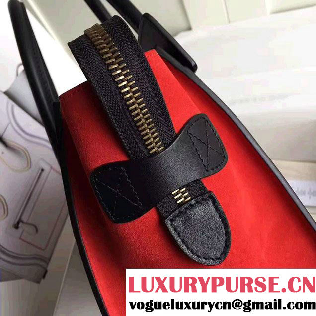Celine Luggage Micro Tote Bag In Original Grained Leather Chocolate/Black/Orange 2017