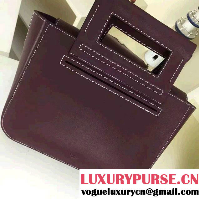 Celine Natural Calfskin Medium Square Tote Bag Burgundy 2016