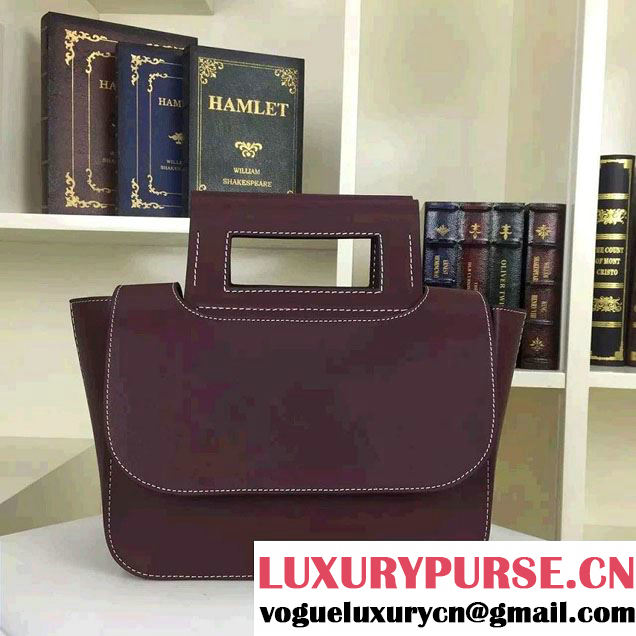 Celine Natural Calfskin Medium Square Tote Bag Burgundy 2016