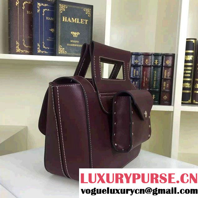 Celine Natural Calfskin Medium Square Tote Bag Burgundy 2016
