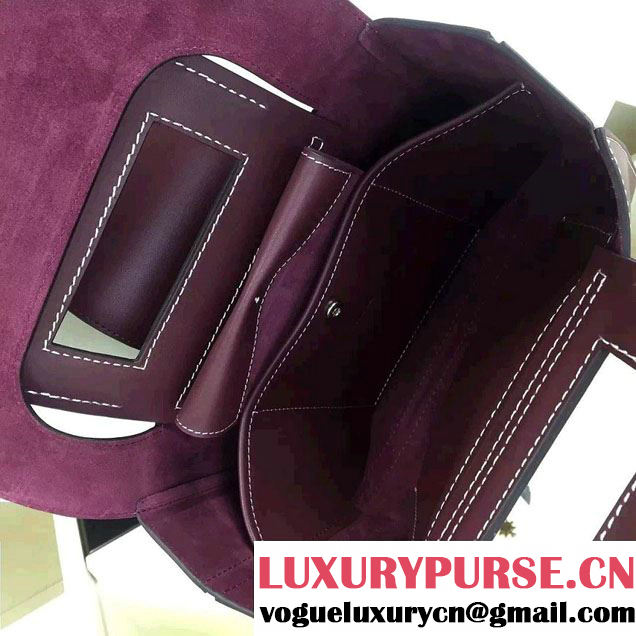 Celine Natural Calfskin Medium Square Tote Bag Burgundy 2016
