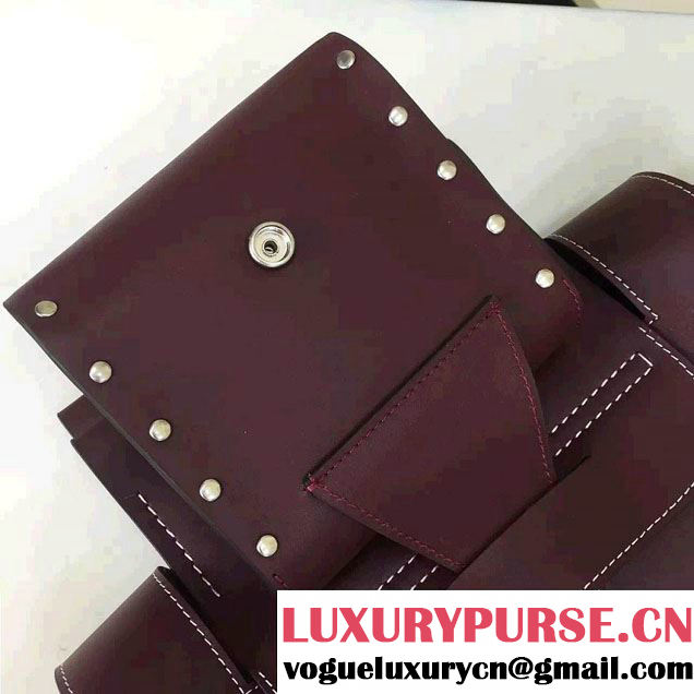 Celine Natural Calfskin Medium Square Tote Bag Burgundy 2016