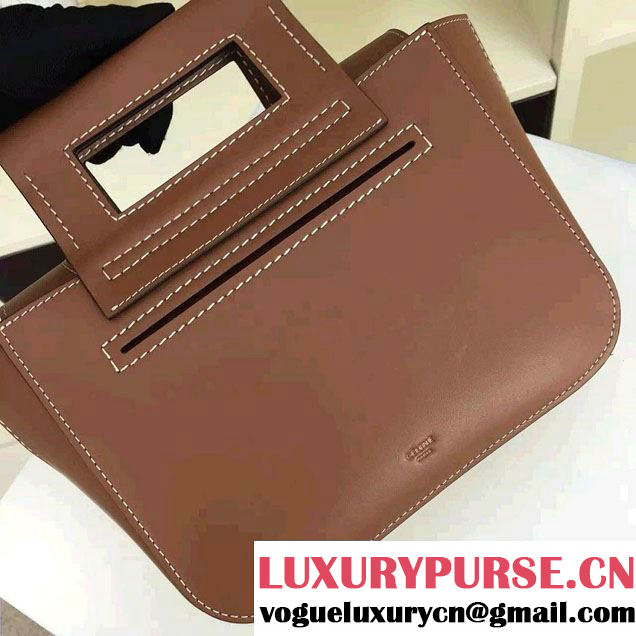 Celine Natural Calfskin Medium Square Tote Bag Khaki 2016