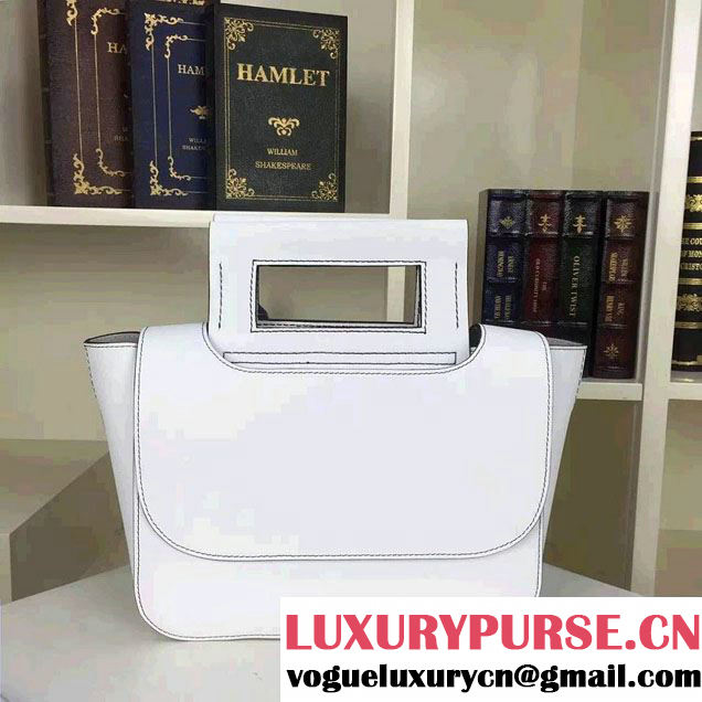 Celine Natural Calfskin Medium Square Tote Bag White 2016