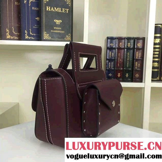Celine Natural Calfskin Small Square Tote Bag Burgundy 2016