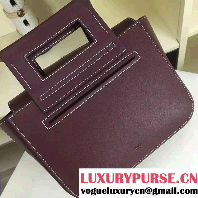 Celine Natural Calfskin Small Square Tote Bag Burgundy 2016