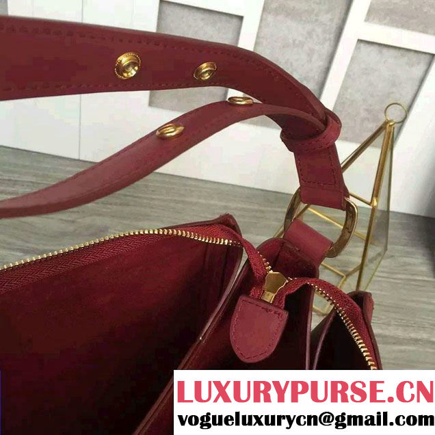 Celine Natural Calfskin Small Saddle Bag Dark Red 2016