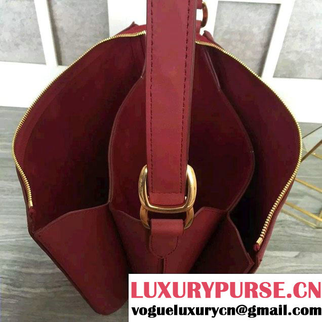 Celine Natural Calfskin Small Saddle Bag Dark Red 2016