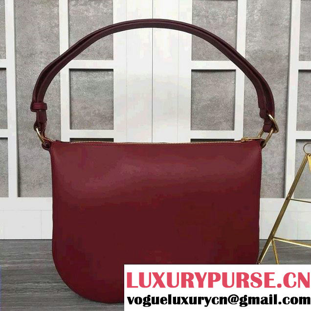 Celine Natural Calfskin Small Saddle Bag Dark Red 2016