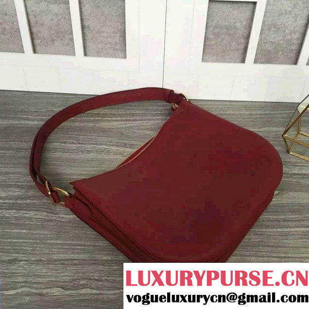 Celine Natural Calfskin Small Saddle Bag Dark Red 2016