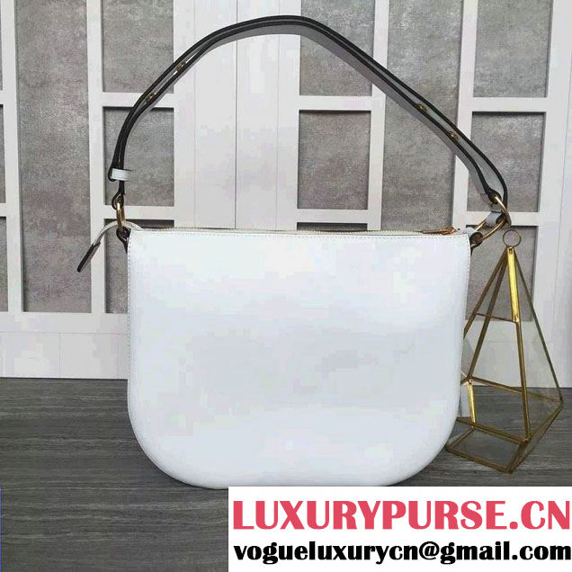 Celine Natural Calfskin Small Saddle Bag White 2016