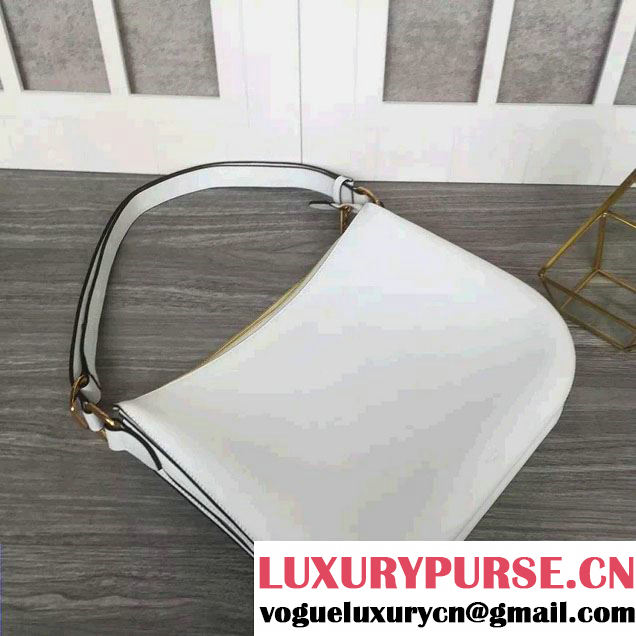 Celine Natural Calfskin Small Saddle Bag White 2016