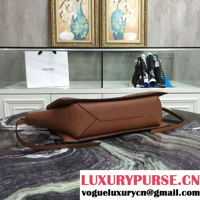 Celine Supple Natural Calfskin Medium Tri-Fold Shoulder Bag Brown 2016