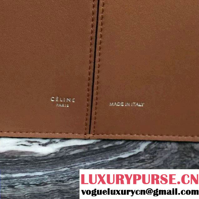 Celine Supple Natural Calfskin Medium Tri-Fold Shoulder Bag Brown 2016