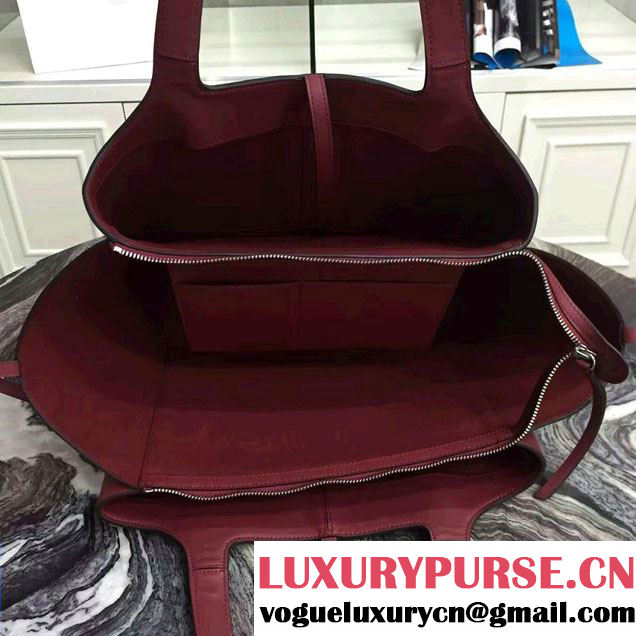 Celine Supple Natural Calfskin Medium Tri-Fold Shoulder Bag Burgundy 2016