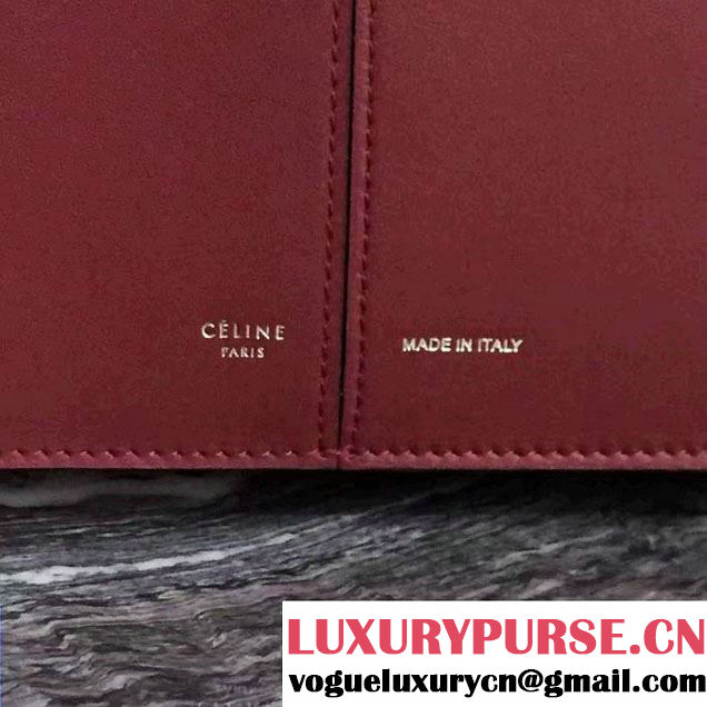 Celine Supple Natural Calfskin Medium Tri-Fold Shoulder Bag Burgundy 2016