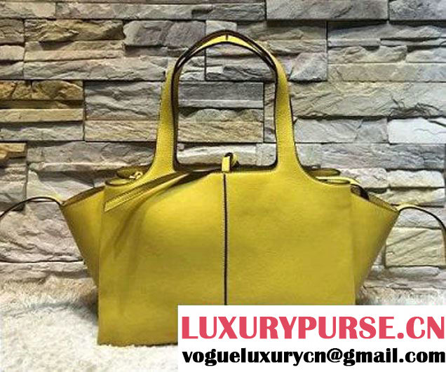 Celine Supple Natural Calfskin Medium Tri-Fold Shoulder Bag Yellow 2016