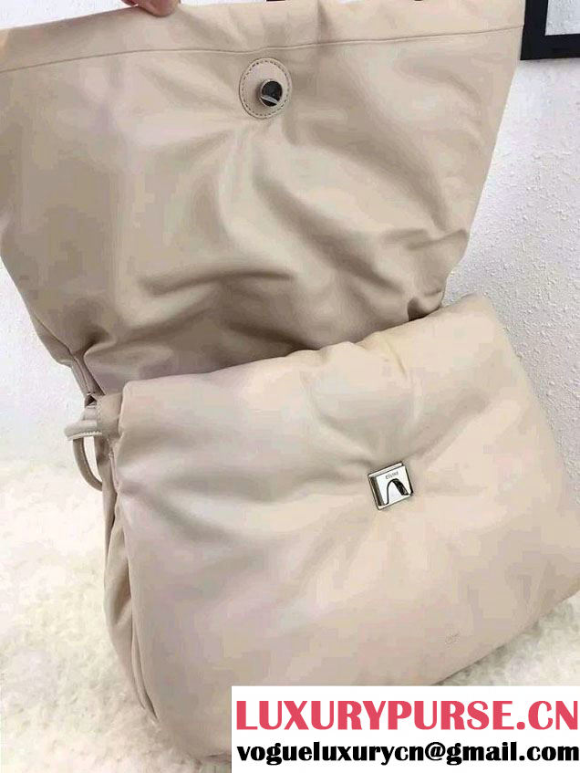 Celine Supersoft Lambskin Medium Pillow Flap Shoulder Bag Off White 2016
