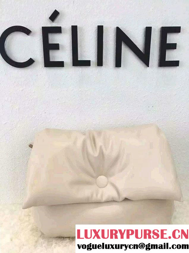 Celine Supersoft Lambskin Medium Pillow Flap Shoulder Bag Off White 2016