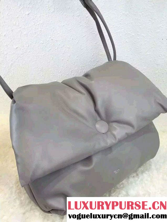 Celine Supersoft Lambskin Medium Pillow Flap Shoulder Bag Gray 2016