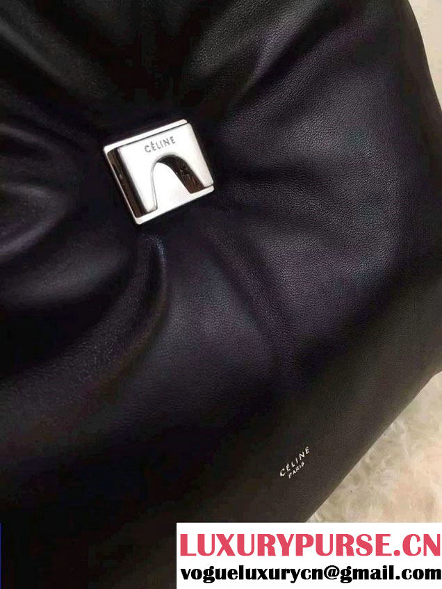 Celine Supersoft Lambskin Medium Pillow Flap Shoulder Bag Black 2016