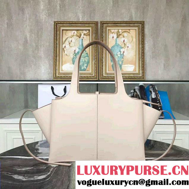 Celine Supple Natural Calfskin Medium Tri-Fold Shoulder Bag Pale Beige 2016