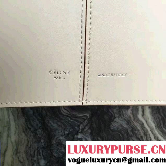 Celine Supple Natural Calfskin Medium Tri-Fold Shoulder Bag Pale Beige 2016