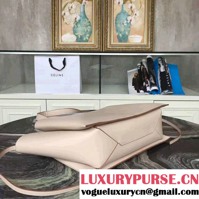Celine Supple Natural Calfskin Medium Tri-Fold Shoulder Bag Pale Beige 2016