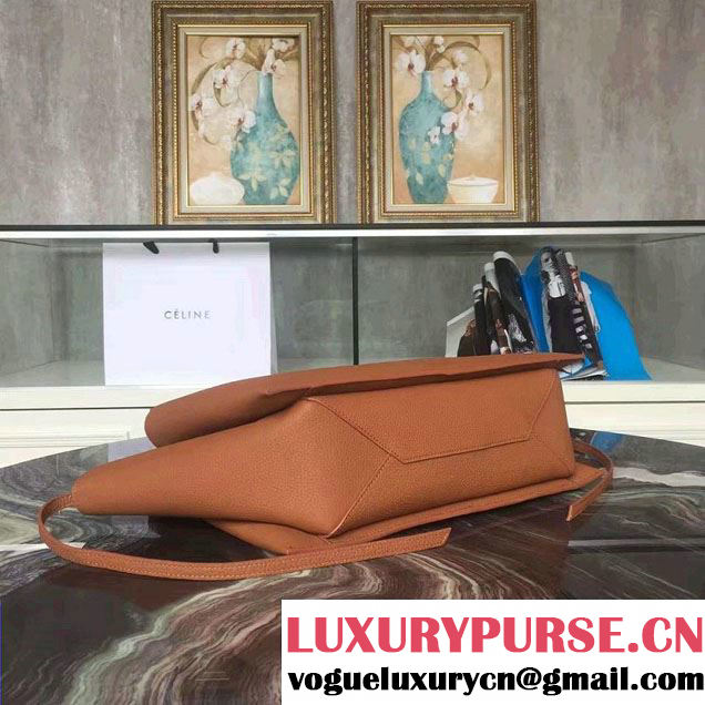 Celine Grained Calfskin Medium Tri-Fold Shoulder Bag Brown 2016