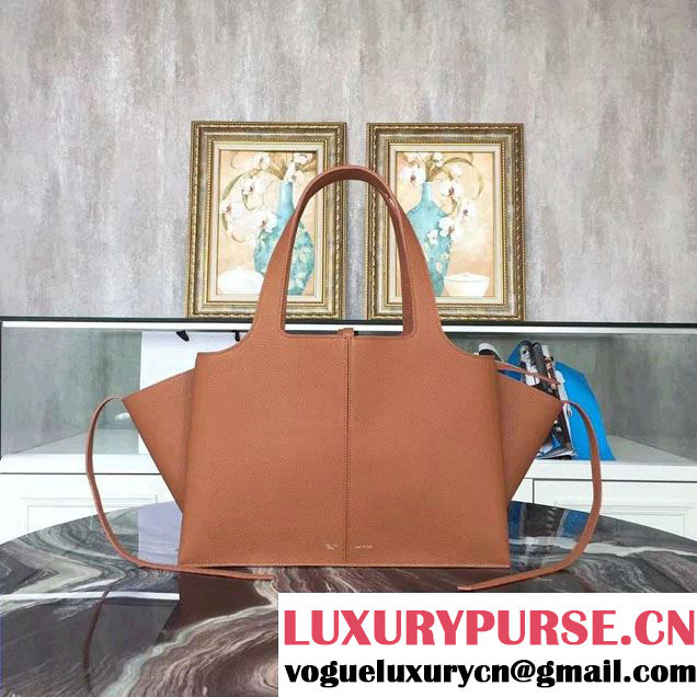 Celine Grained Calfskin Medium Tri-Fold Shoulder Bag Brown 2016