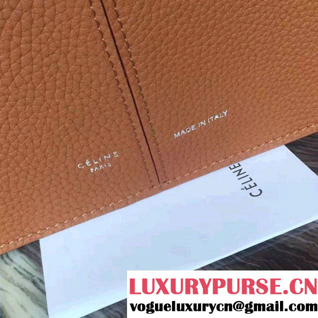Celine Grained Calfskin Medium Tri-Fold Shoulder Bag Brown 2016