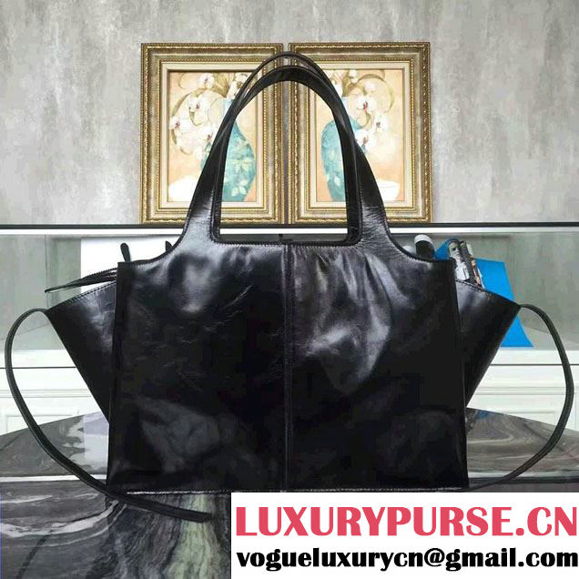Celine Paperweight Calfskin Medium Tri-Fold Shoulder Bag Black 2016